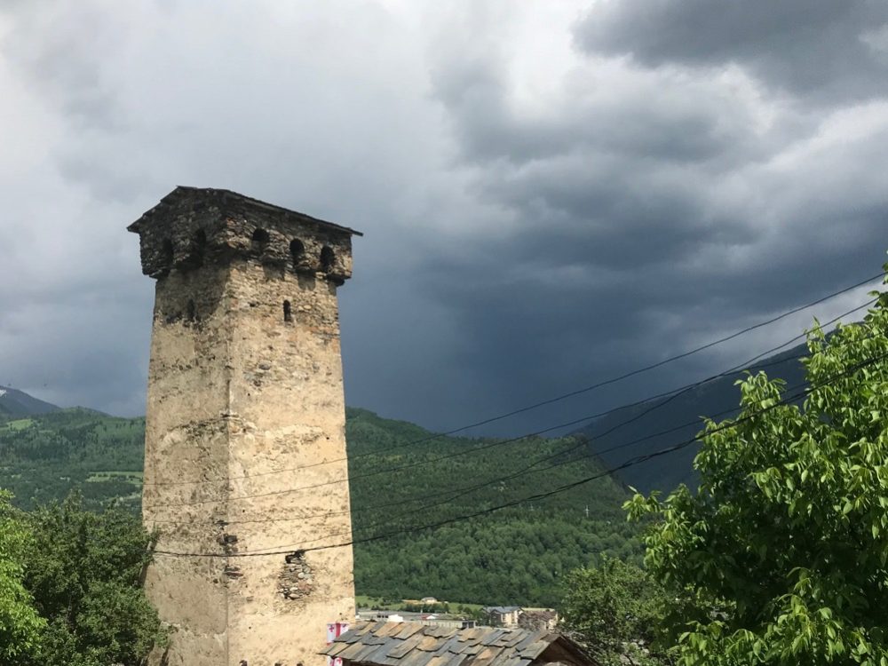 This tower was open to people to climb up the steep ladders between floors. The last 2 afternoons we have had violent thunder and lightening storms, maybe another today.