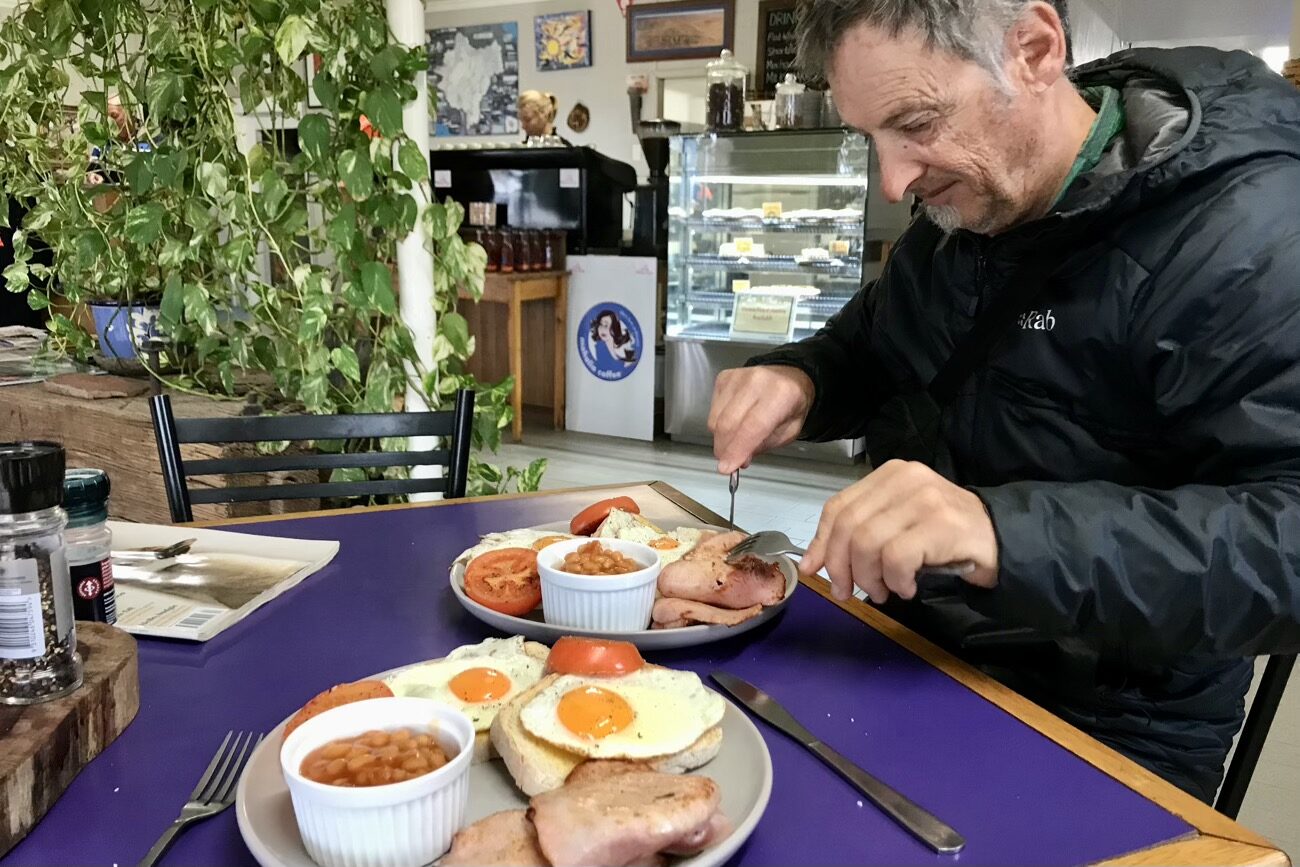 Another surprise bakery at Copley. Alan tucking into the Big bush breakfast. The woman behind the counter spent 11 months walking across Australia with 5 camels – sophiematterson.com