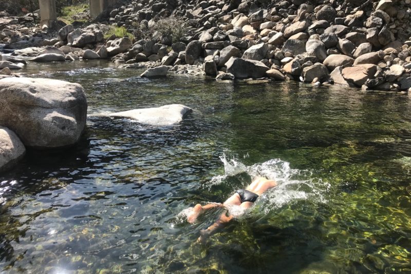 A refreshing swim in the Snowy river