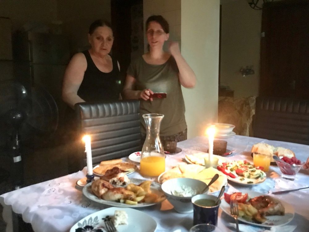 We stumbled upon this guesthouse on the outskirts of Kutaisi. We were too tired to go into town to eat and so the host Leyla and her mother-in-law whipped up this feast, including fresh raspberries from their garden