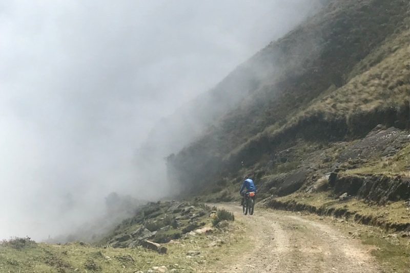 Alan descending into the westerly cloud that is rising up the valleys
