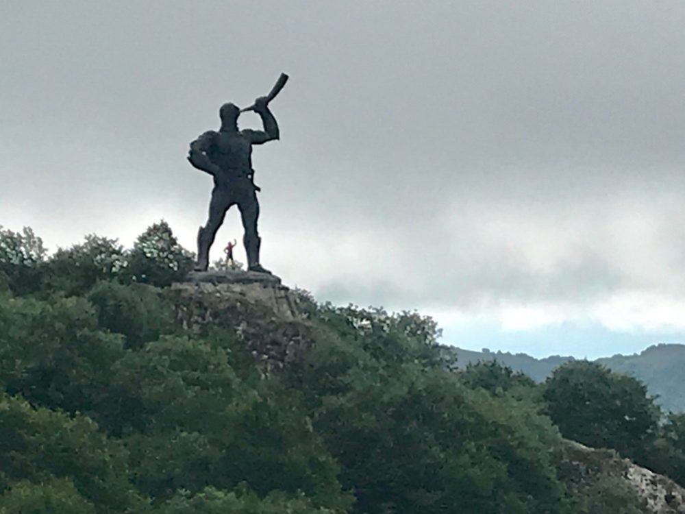 This huge statue appeared above the forest on our climb up the hills behind Tbilisi. In 1121 there was a key victory by the Georgian army near here, the Battle of Didgori