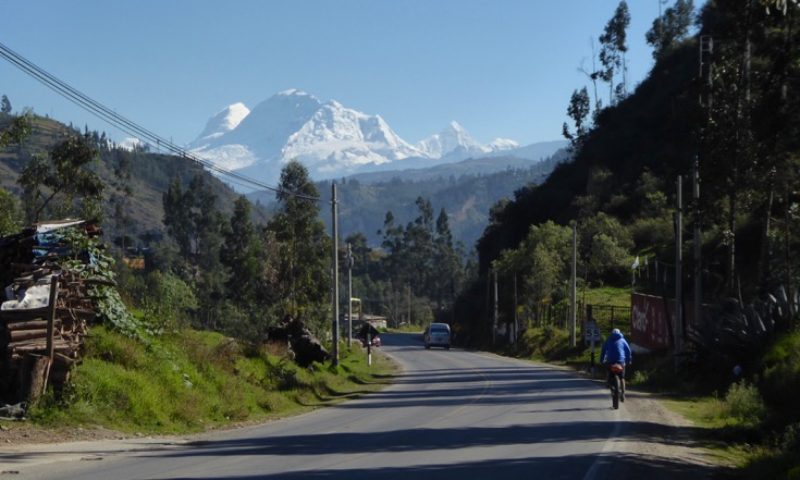 Huascaran (6800m) is the highest mountain in South America dominates our view as we head down the Santa Rosa Valley