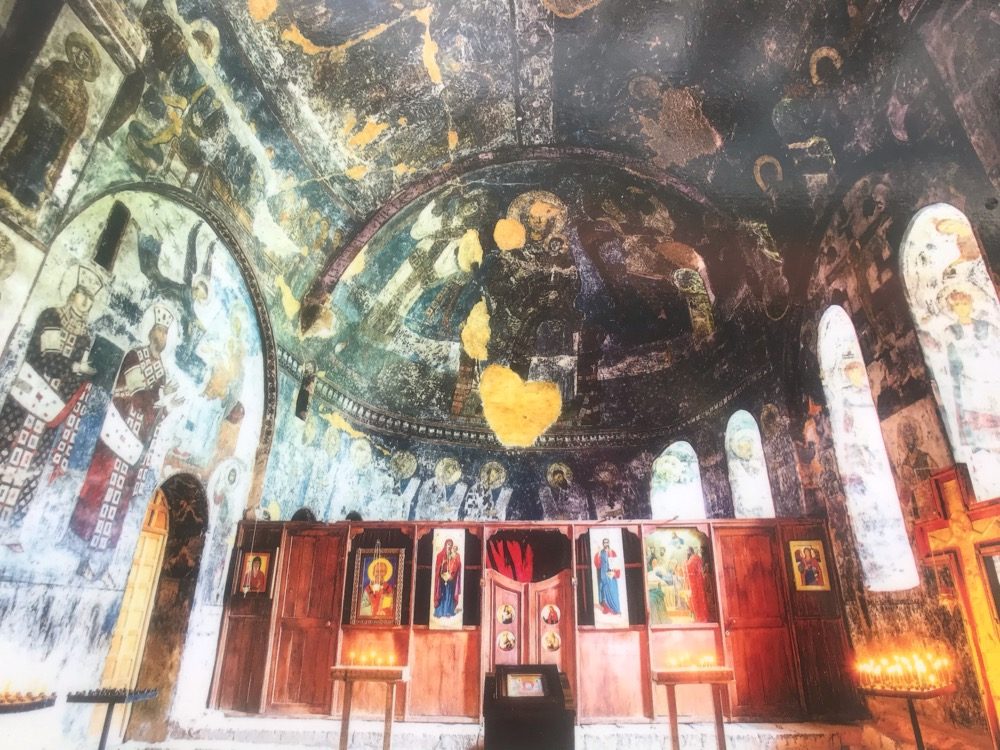 No photos of the ancient frescos were allowed in this Church of the Dormition of the Holy Virgin (so this is a photo of a photo)