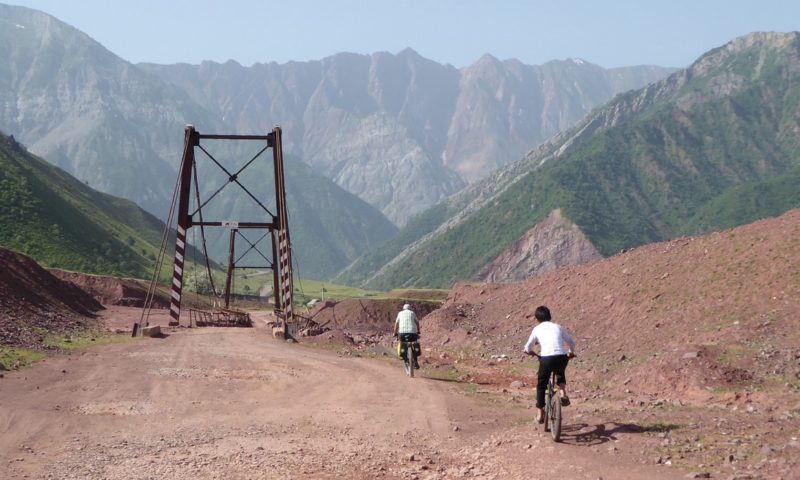 After a checkpoint the road splits- the good road is a locals only route into Kyrgyzstan so most of the traffic goes that way and we get the quiet road