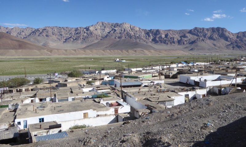 Looking over Murghab residential area with one of the few mosques we have seen out the back