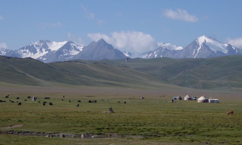 Yurt and mountain view