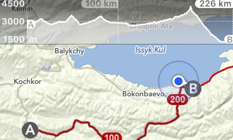 Screenshot of MapOut APP, fantastic for navigating with showing distances and altitude graphs