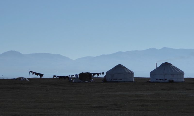 Washing morning at one of the herders yurt camp on the western shore of the lake
