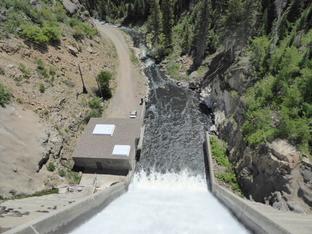 Impressive dam face – because of high water at present we got to see this in full flow