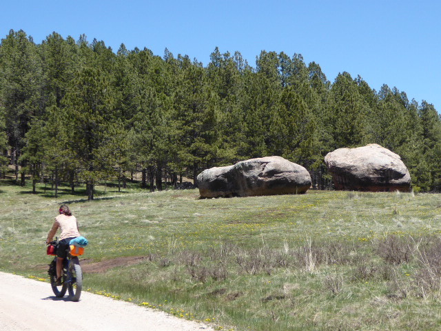 Granite erratic boulders, hard to work out how they landed in this open landscape